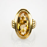 Goldring mit Citrin im Stil der 1960er Jahre
