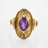Goldring mit Amethyst und Diamanten im Jugendstil