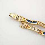Goldarmband mit blauem Spinell und Quarz im Art-Déco-Stil