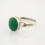 Silberring mit Malachit Cabochon oval modern