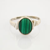 Silberring mit Malachit Cabochon oval modern