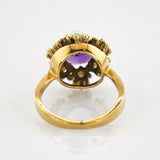 Goldring mit Amethyst und Perlen Rosette um 1900