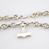Thors Hammer Anhänger mit massiver Kette im Stil der Wikingerzeit
