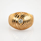 Goldring mit Diamant spiralförmig um 1970