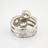 Silberring mit Glassteinen dreifach modern um 2000