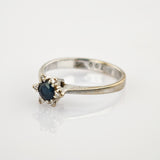 Ring Weißgold mit Saphir und Diamanten um 1970