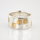 Ring aus Silber und Gold geometrisch modern um 1970