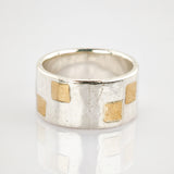 Ring aus Silber und Gold geometrisch modern um 1970